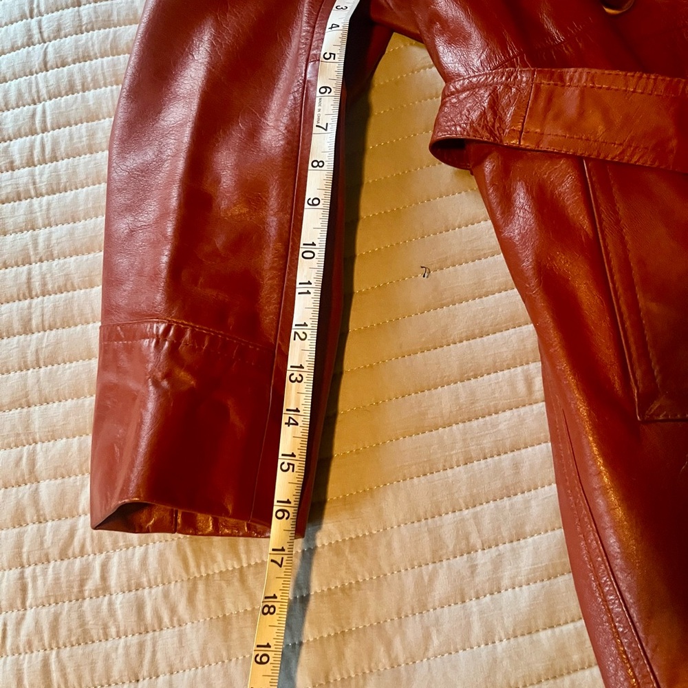 Sears Brown Leather Trench Coat - Picture 5 of 10